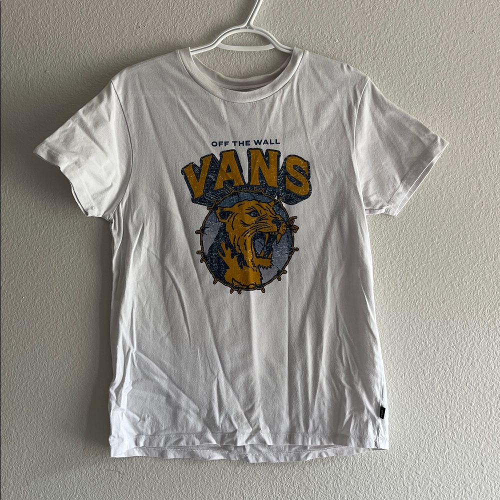 Vans White Tee with Blue and Yellow Graphic